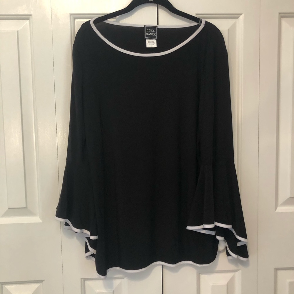Black and White Bell Sleeve Top